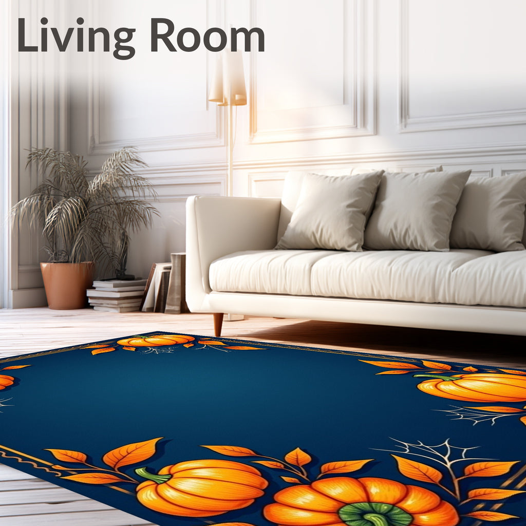Autumn Pumpkin And Leaf Frame Rug