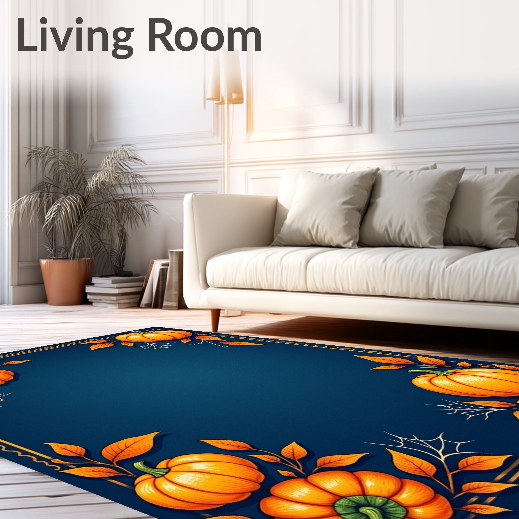 Autumn Pumpkin And Leaf Frame Rug