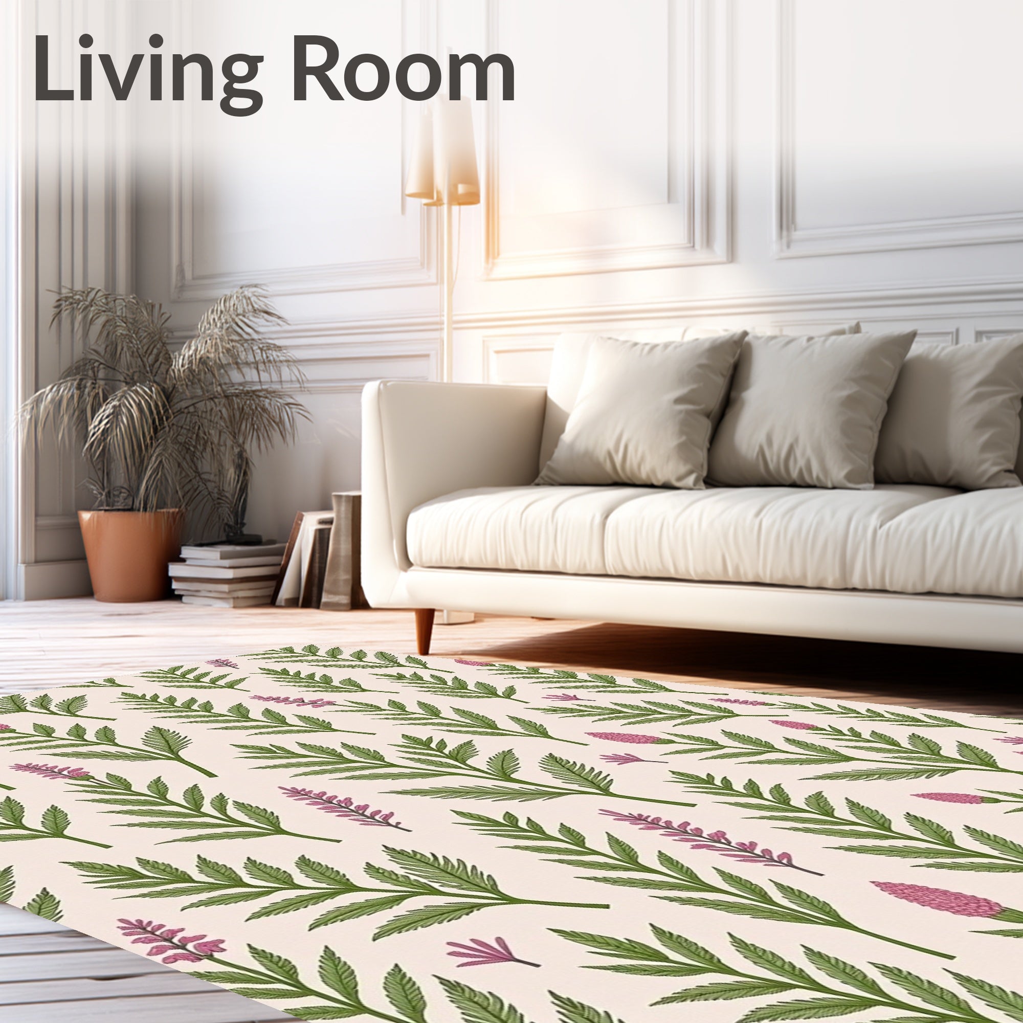 Delicate Botanical Floral Pattern Design Rug