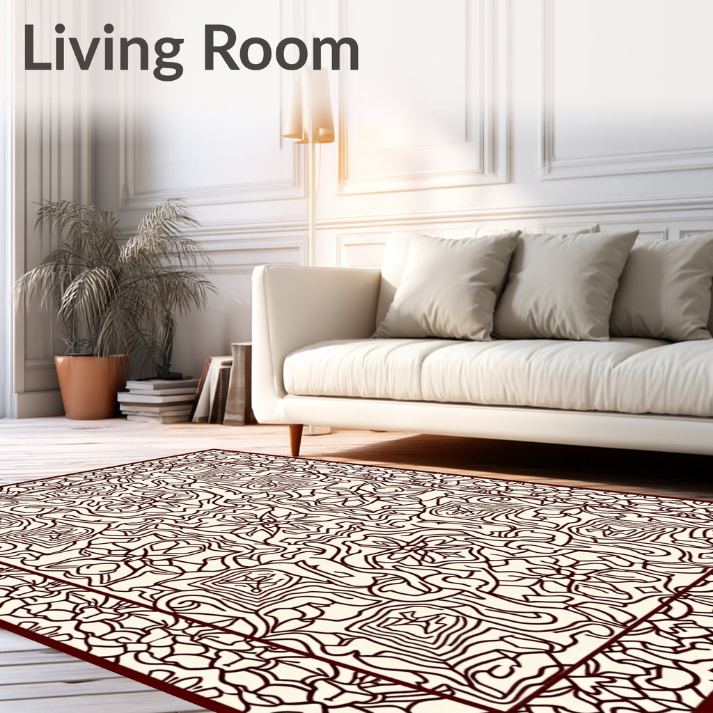 Intricate Lines Botanical Pattern Rug