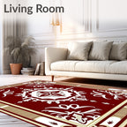 Maroon Cream Floral Centerpiece Rug