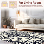 Classic Black Floral Damask Pattern Rug
