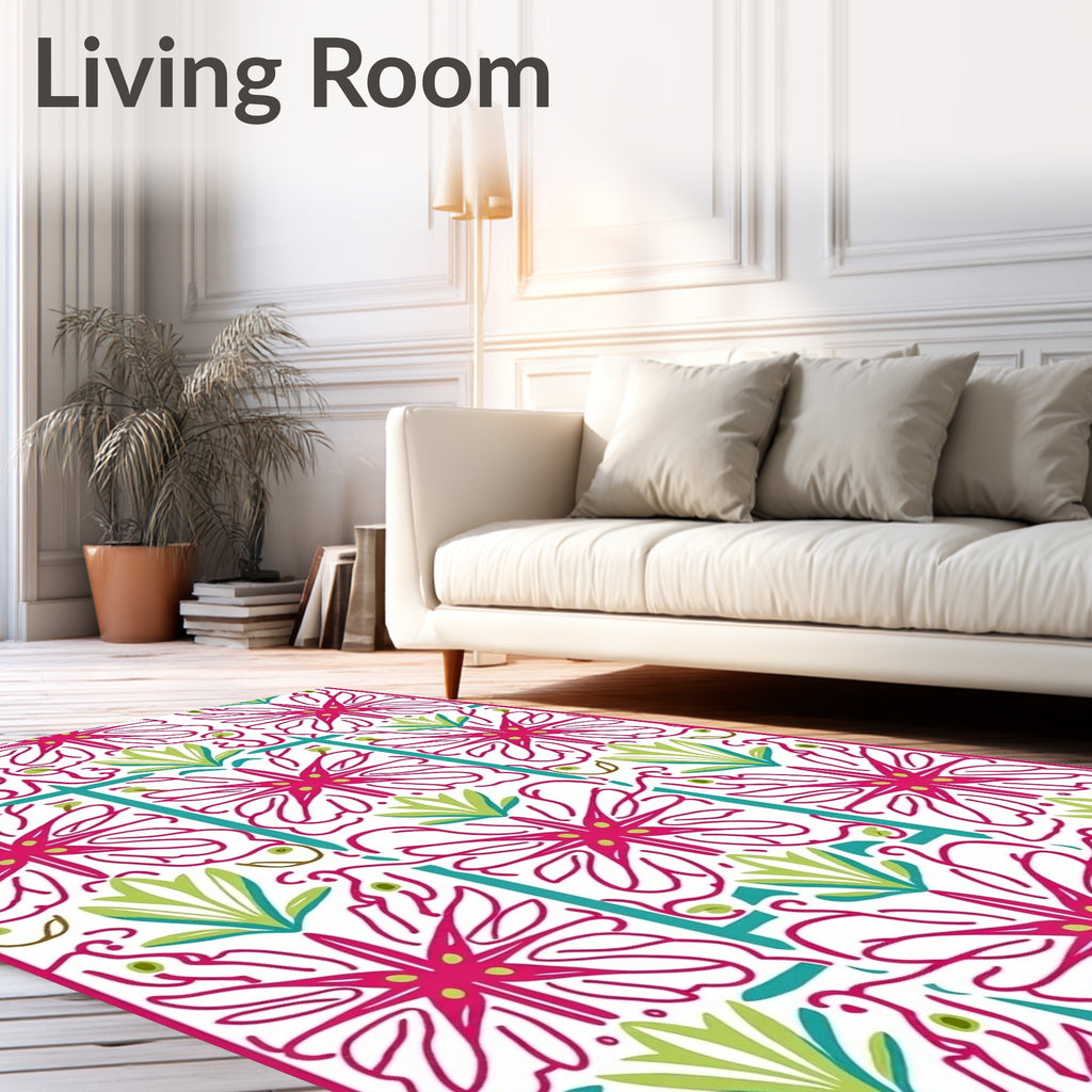 Bold Floral Tile Inspired Pattern Rug
