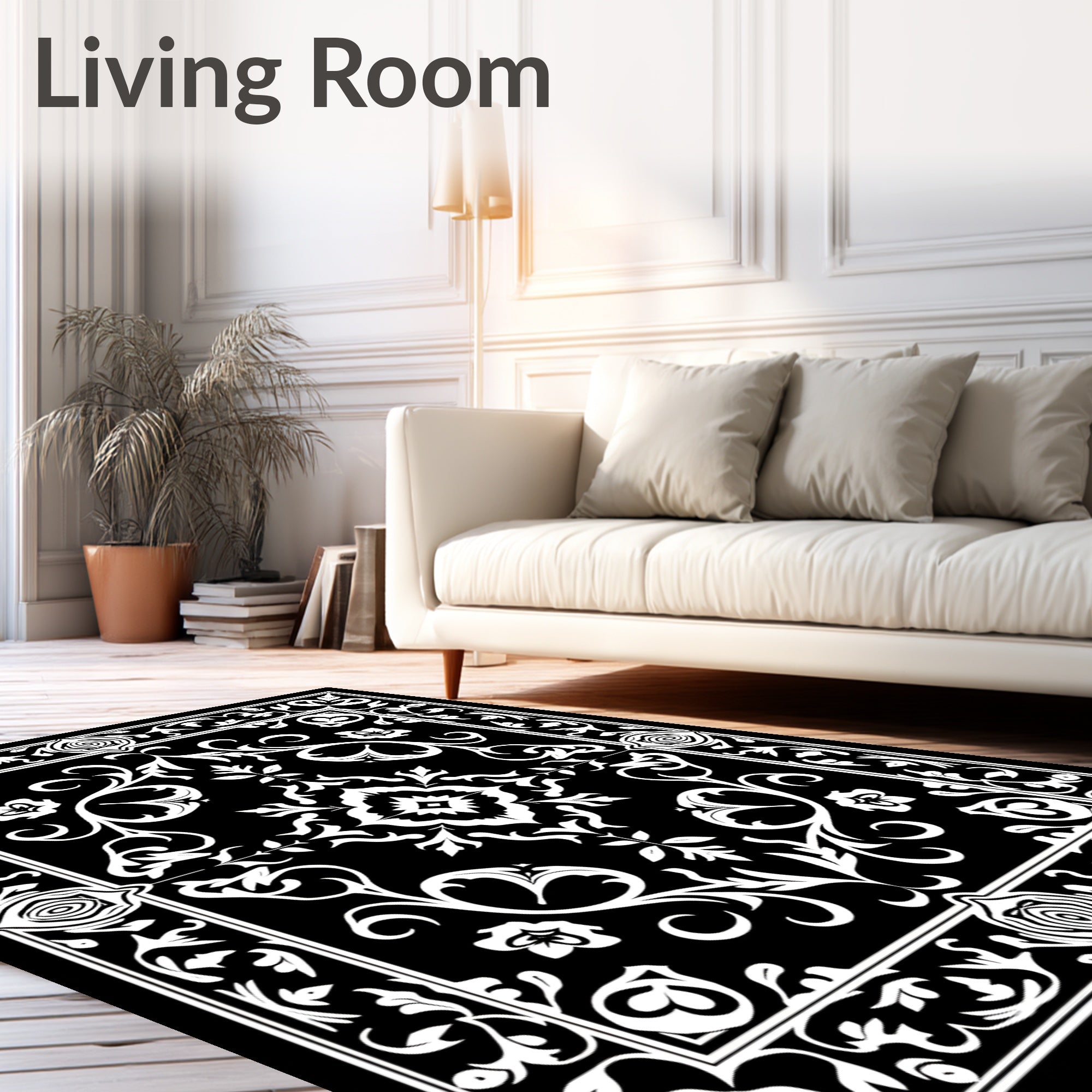 Ornate Floral Damask Pattern Rug