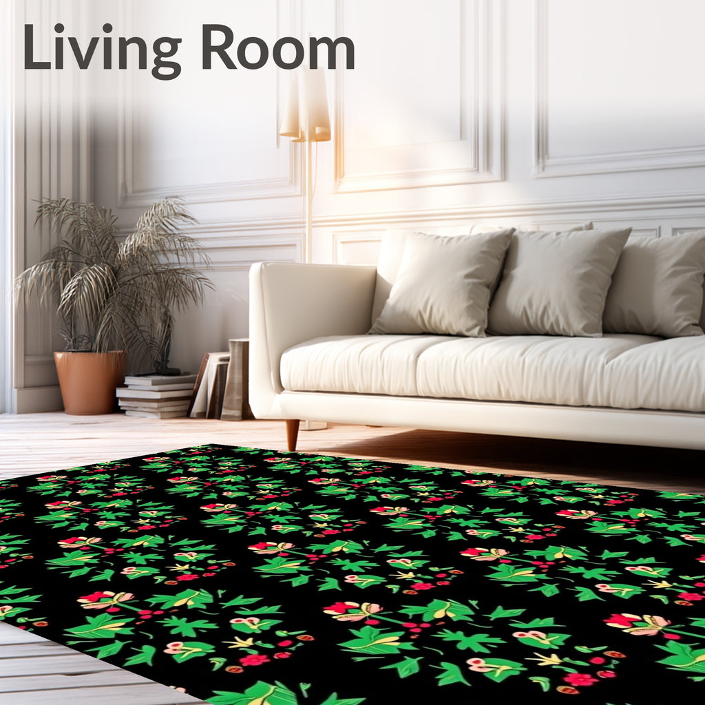 Floral Medallion Dark Pattern Design Rug