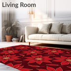 Rich Red Gold Floral Medallion Rug