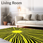 Radiant Yellow Black Swirl Pattern Rug