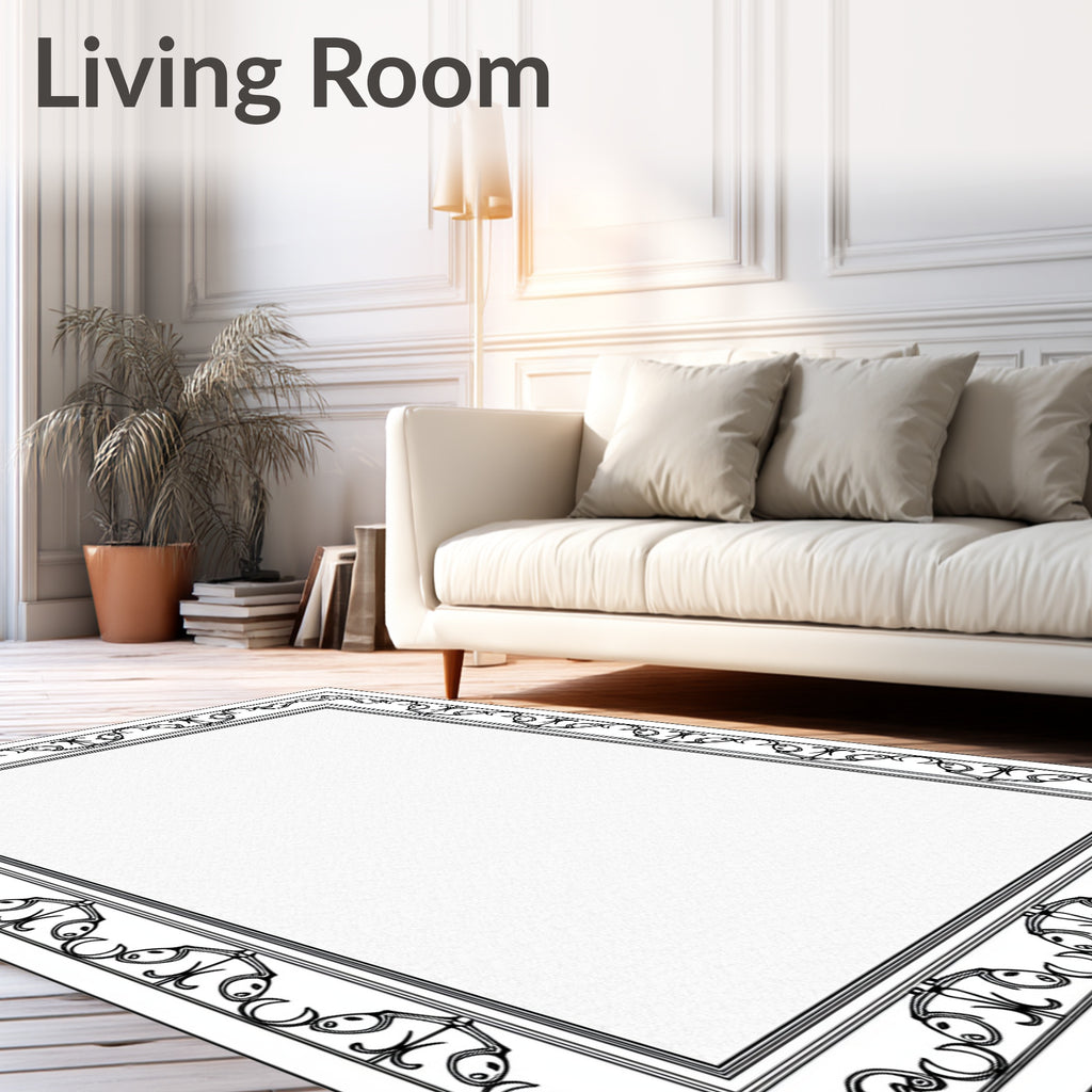 Ornate Fish Motif Frame Rug