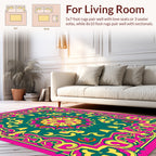 Vibrant Floral Medallion Graphic Design Rug