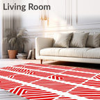 Red And White Striped Optical Illusion Rug
