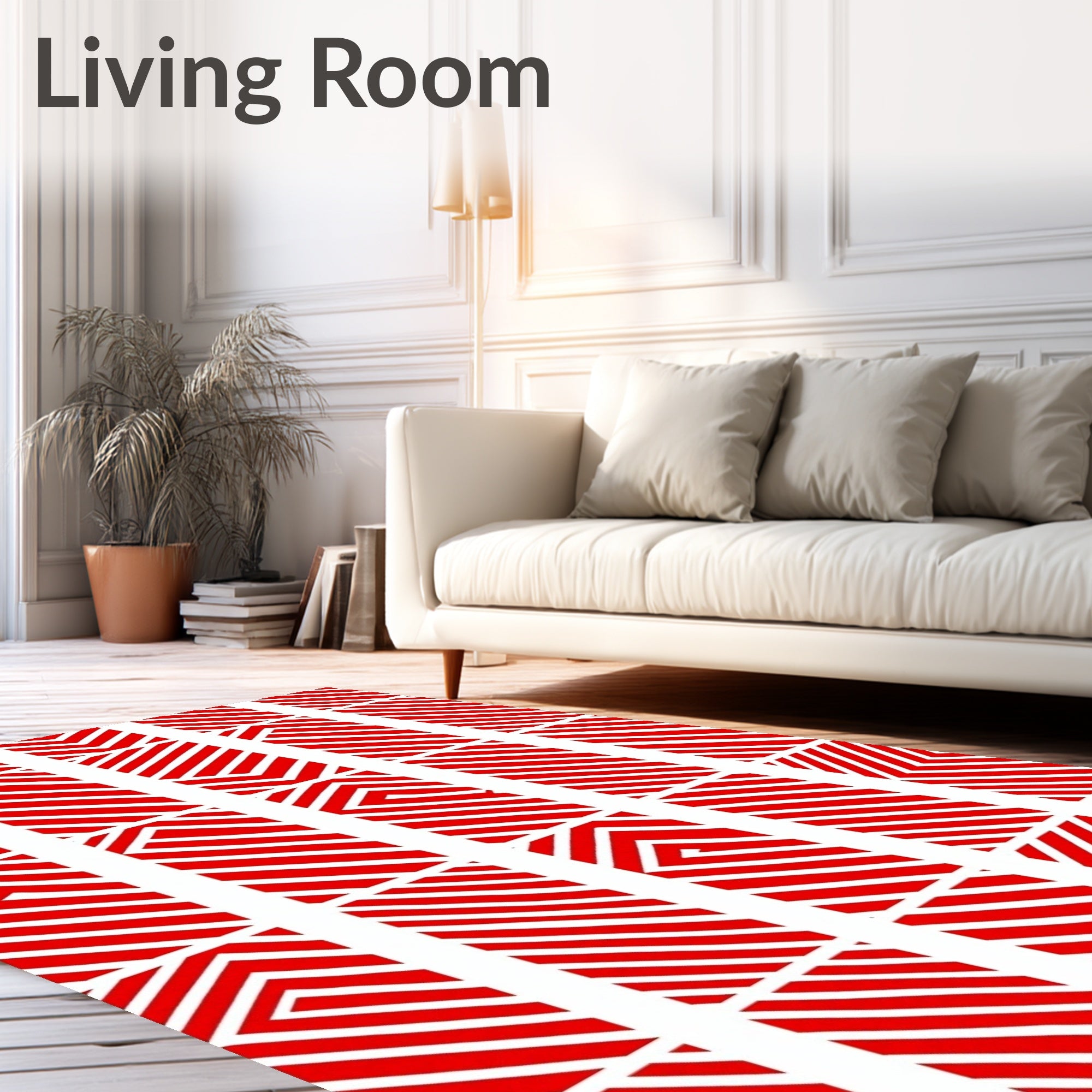 Red And White Striped Optical Illusion Rug