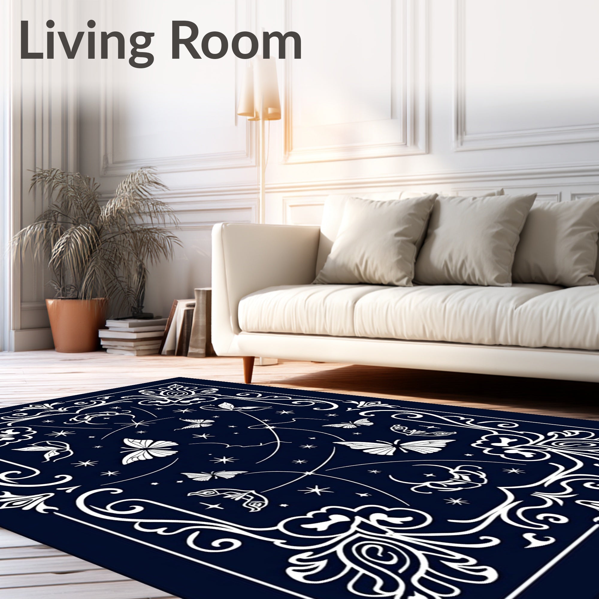 Mystical Butterfly Constellation Pattern Rug