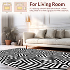 Monochrome Geometric Labyrinth Pattern Rug