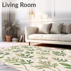 Botanical Leaf and Bud Pattern Rug
