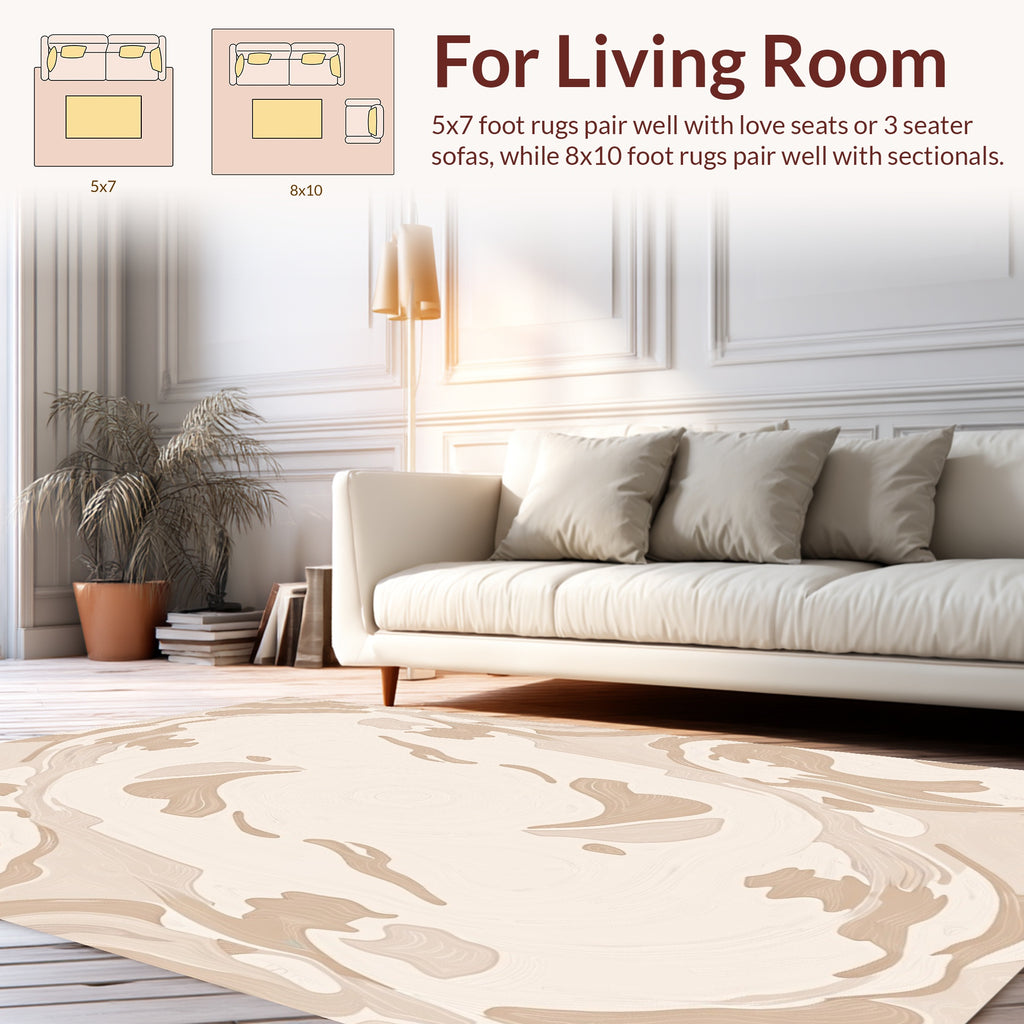 Abstract Swirl Cream Beige Pattern Rug