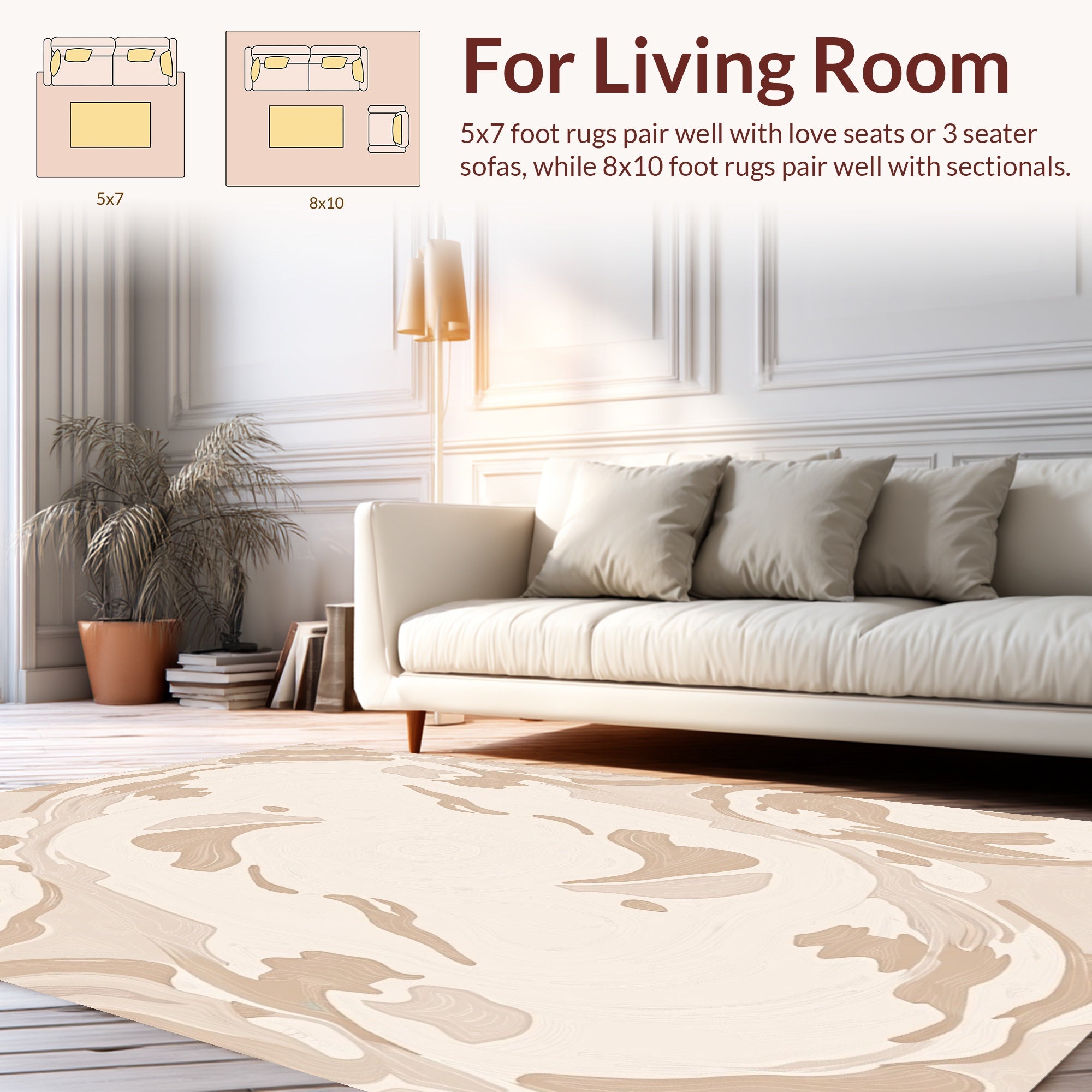 Abstract Swirl Cream Beige Pattern Rug