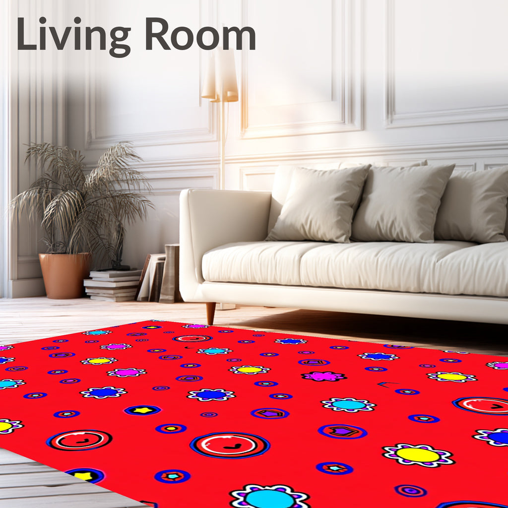Playful Starburst Dots Pattern Rug