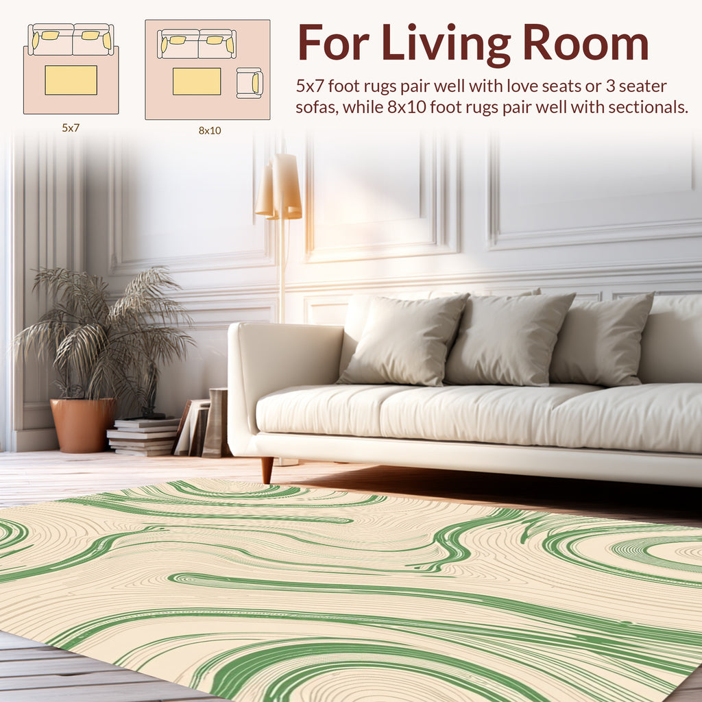 Green Swirl Abstract Pattern Rug