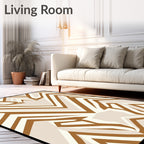 Brown White Geometric Chevron Composition Rug