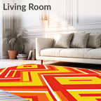 Retro Geometric Red Yellow Pattern Rug