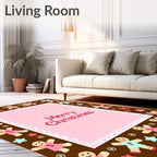 Merry Christmas Gingerbread People Border Rug