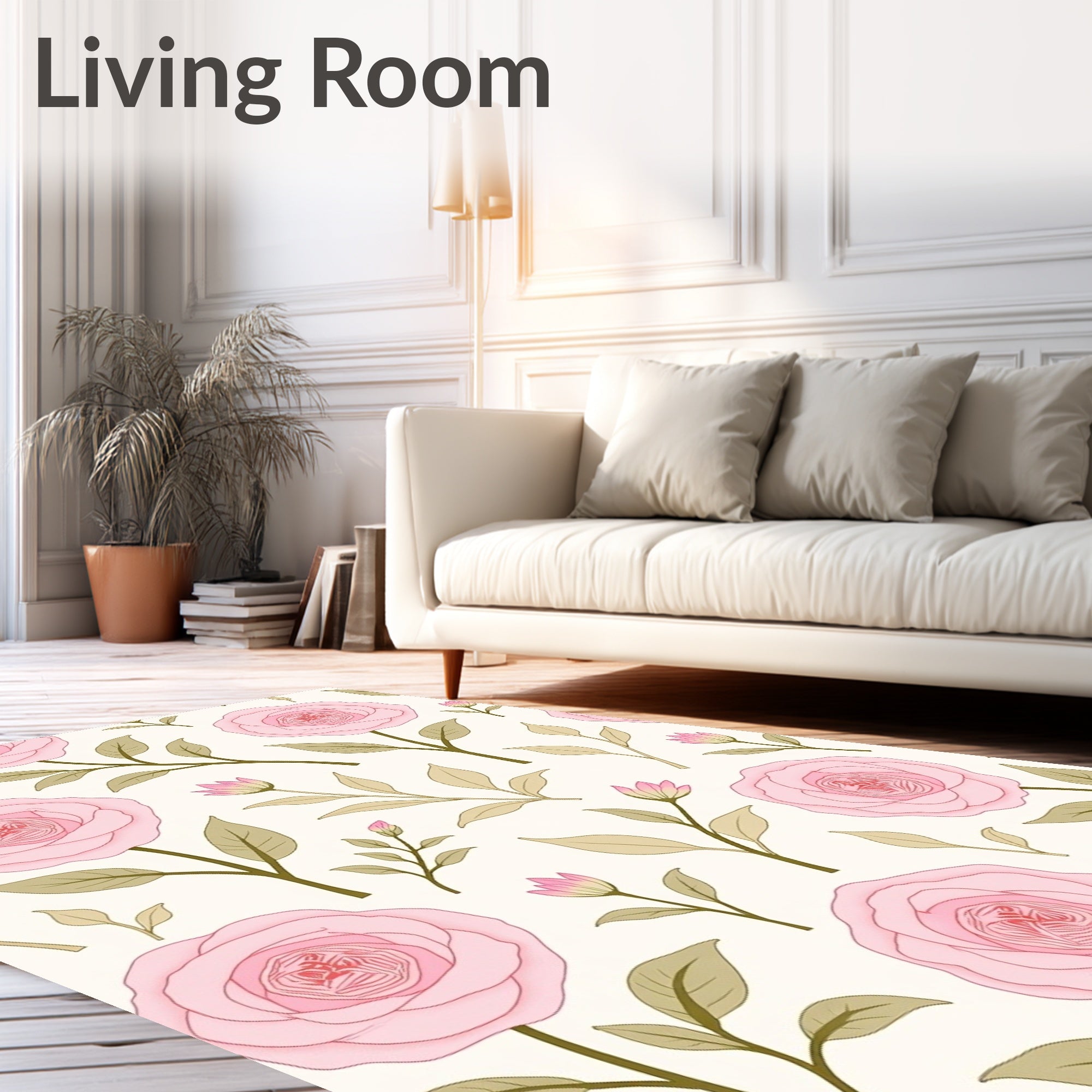 Soft Pink Rose Pattern Design Rug