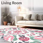 Whimsical Pastel Floral Medallion Pattern Rug