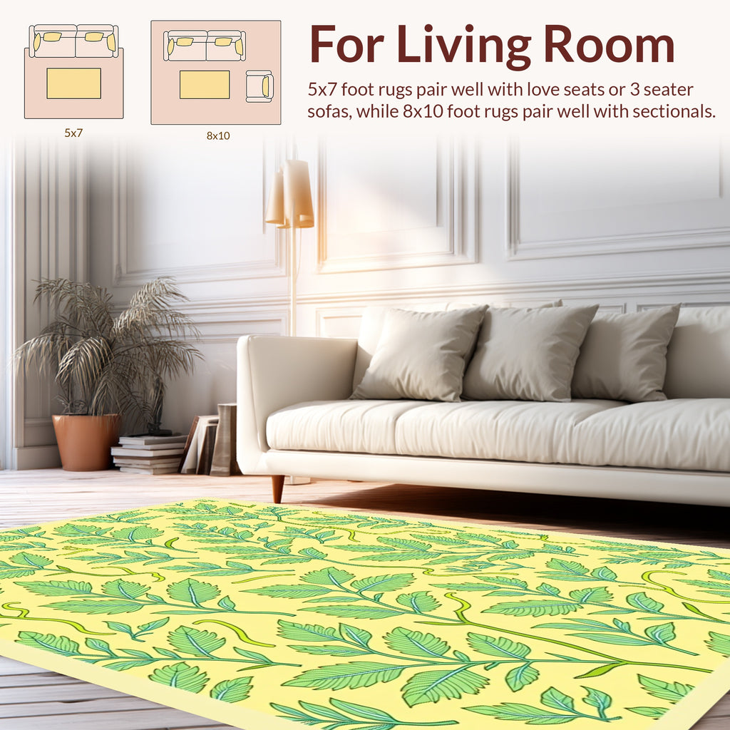 Enchanting Botanical Leaf Pattern Rug