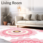 Pink Floral Mandala Pattern Rug