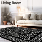 Elaborate Floral Outline Pattern Rug