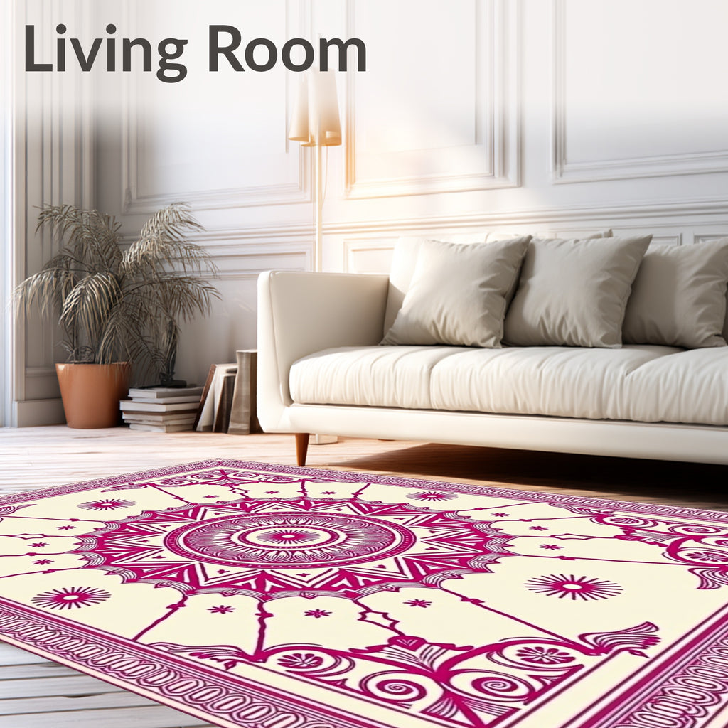 Intricate Floral Star Mandala Design Rug