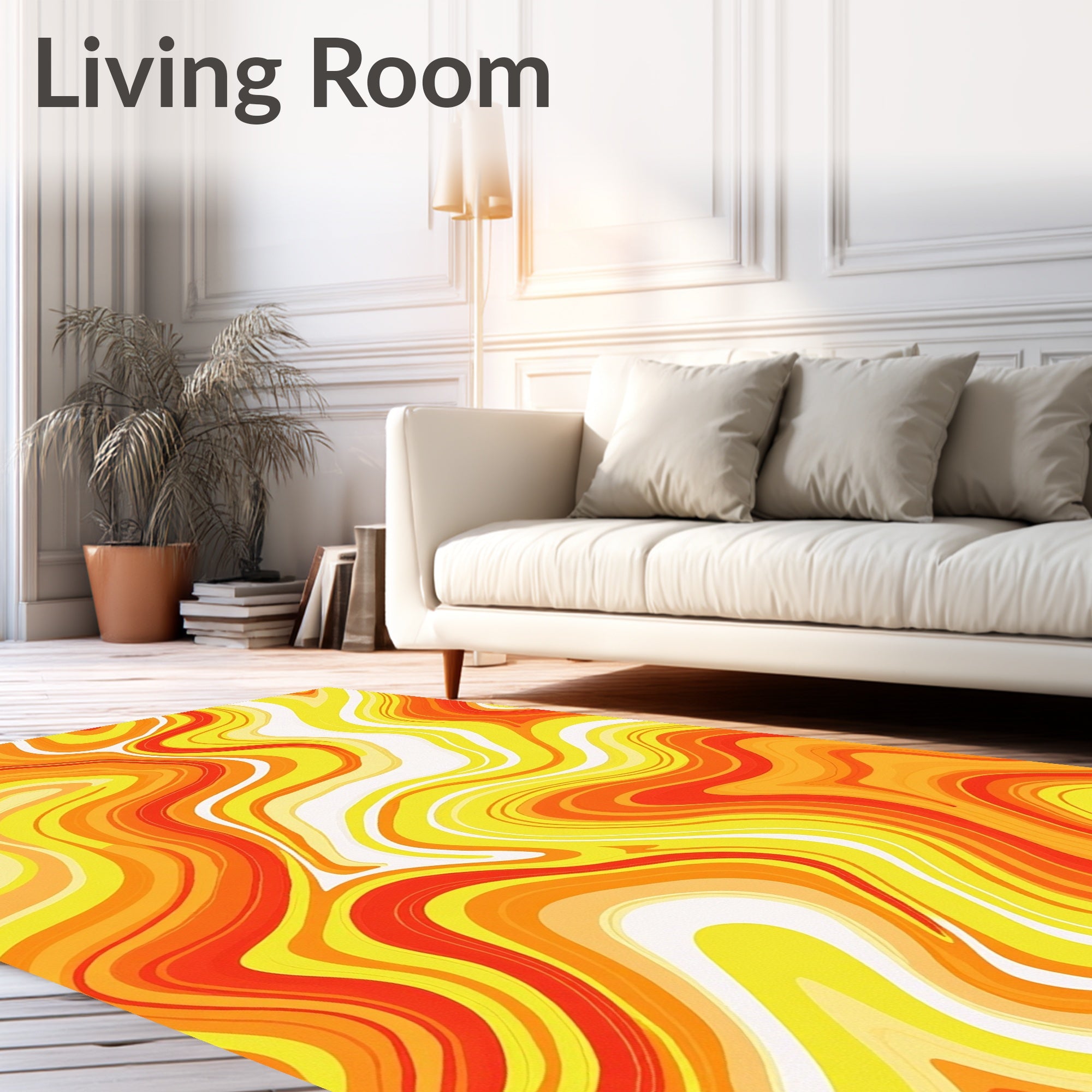 Retro Swirl Warm Tone Pattern Rug