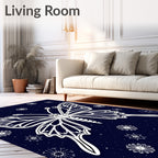 Night Sky Butterfly Floral Pattern Rug