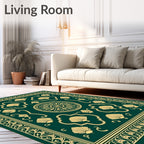 Emerald Golden Fan Art Deco Rug