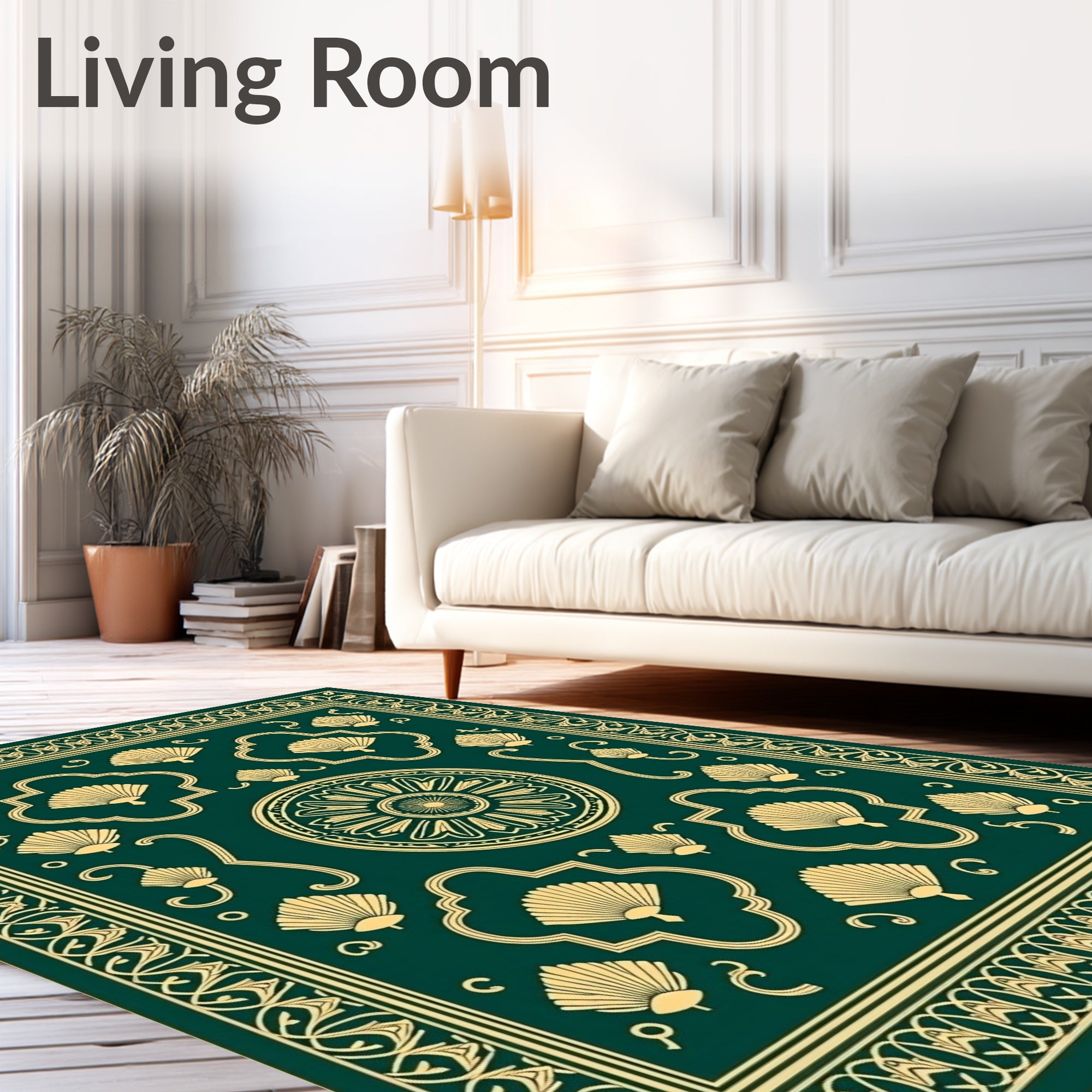 Emerald Golden Fan Art Deco Rug