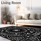 Monochromatic Floral Mandala Pattern Rug