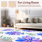 Floral Watercolor Blue Purple Design Rug