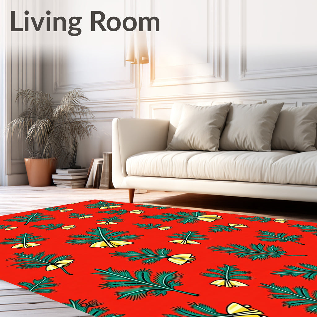 Festive Pine Boughs Bells Rug