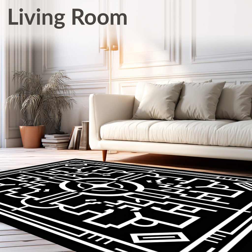 Abstract Geometric Square Art Deco Rug