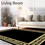 Ornate Floral Scrollwork Border Design Rug