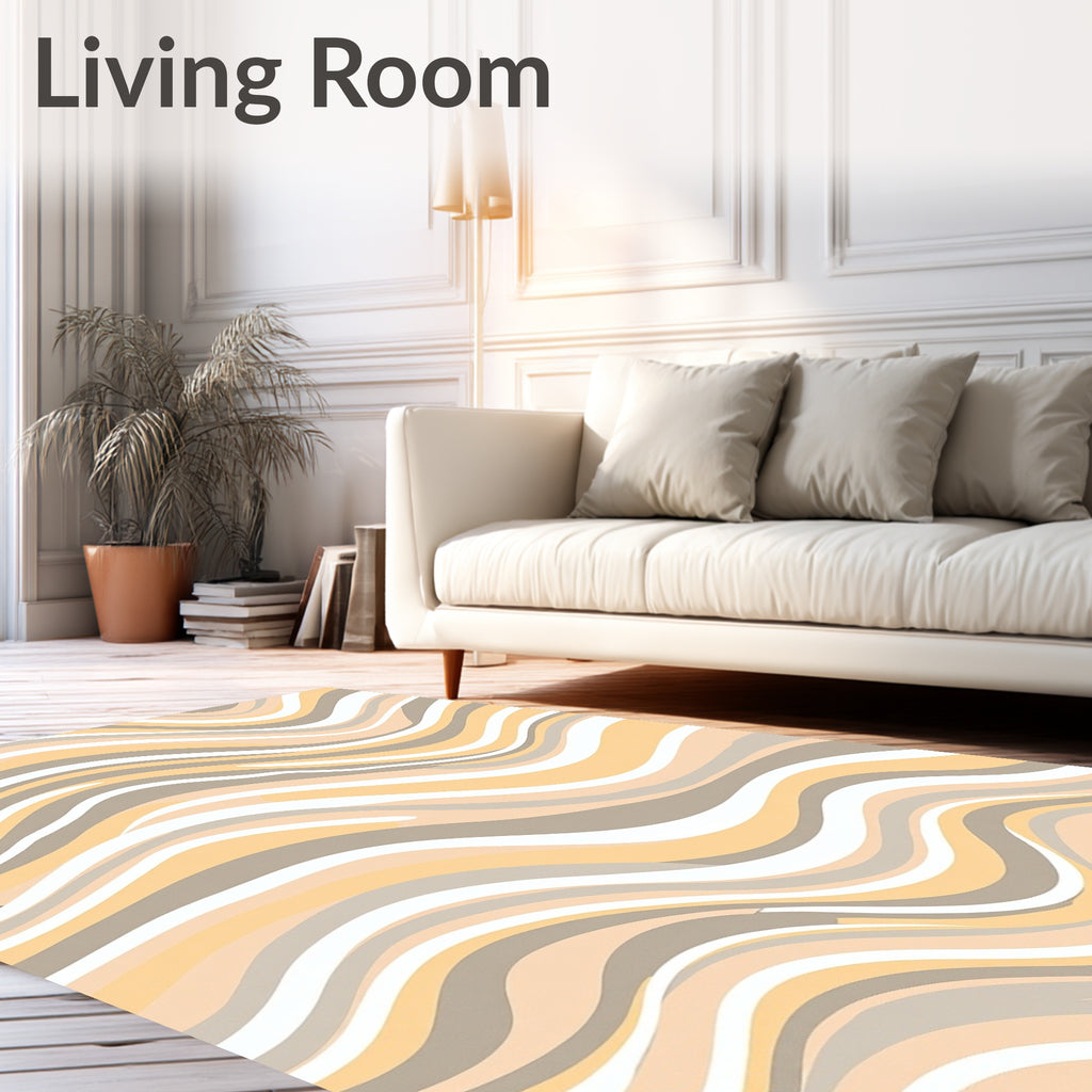Gentle Cream Yellow Wave Pattern Rug