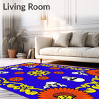 Bold Skull Flower Pattern Rug
