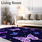 Purple Blue Butterfly Night Sky Design Rug
