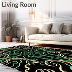 Art Nouveau Emerald Swirls Cream Rug