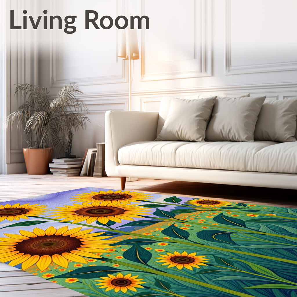Sunny Sunflower Field Design Rug