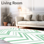 Modern Mint Chevron Pattern Design Rug