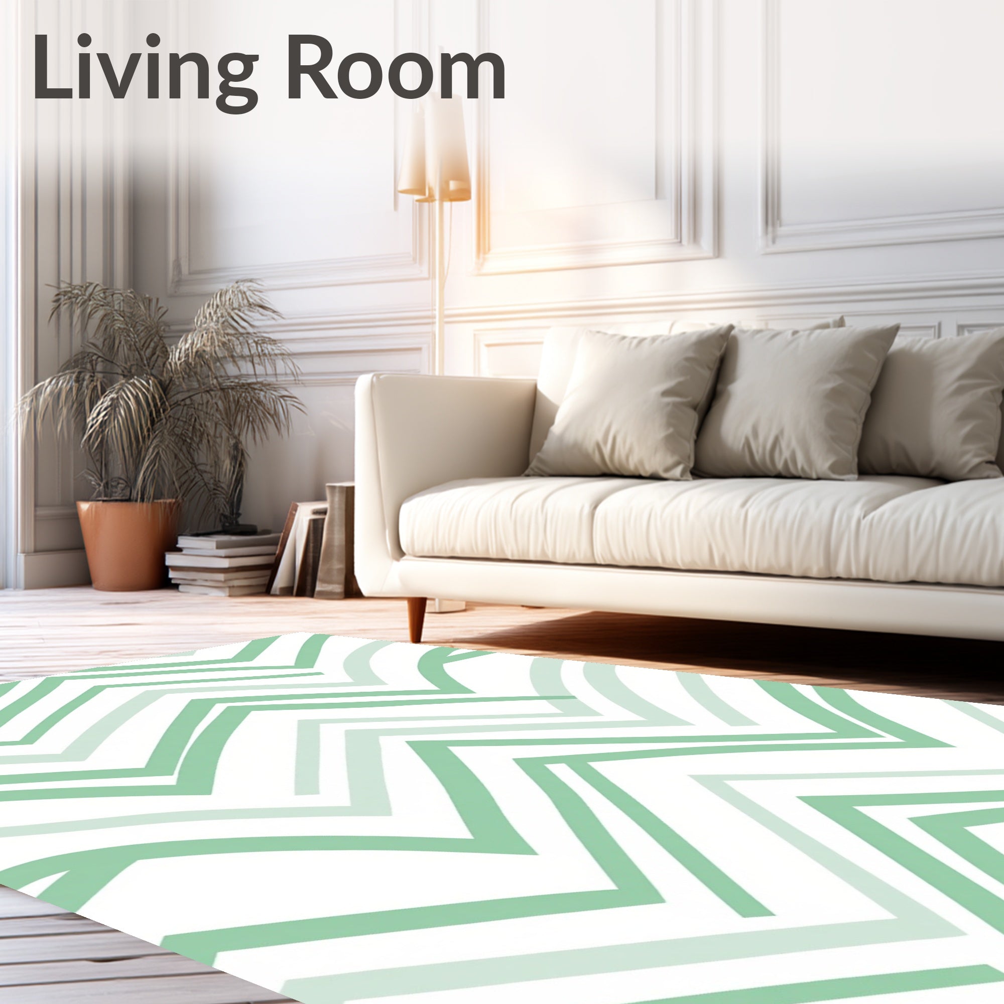 Modern Mint Chevron Pattern Design Rug