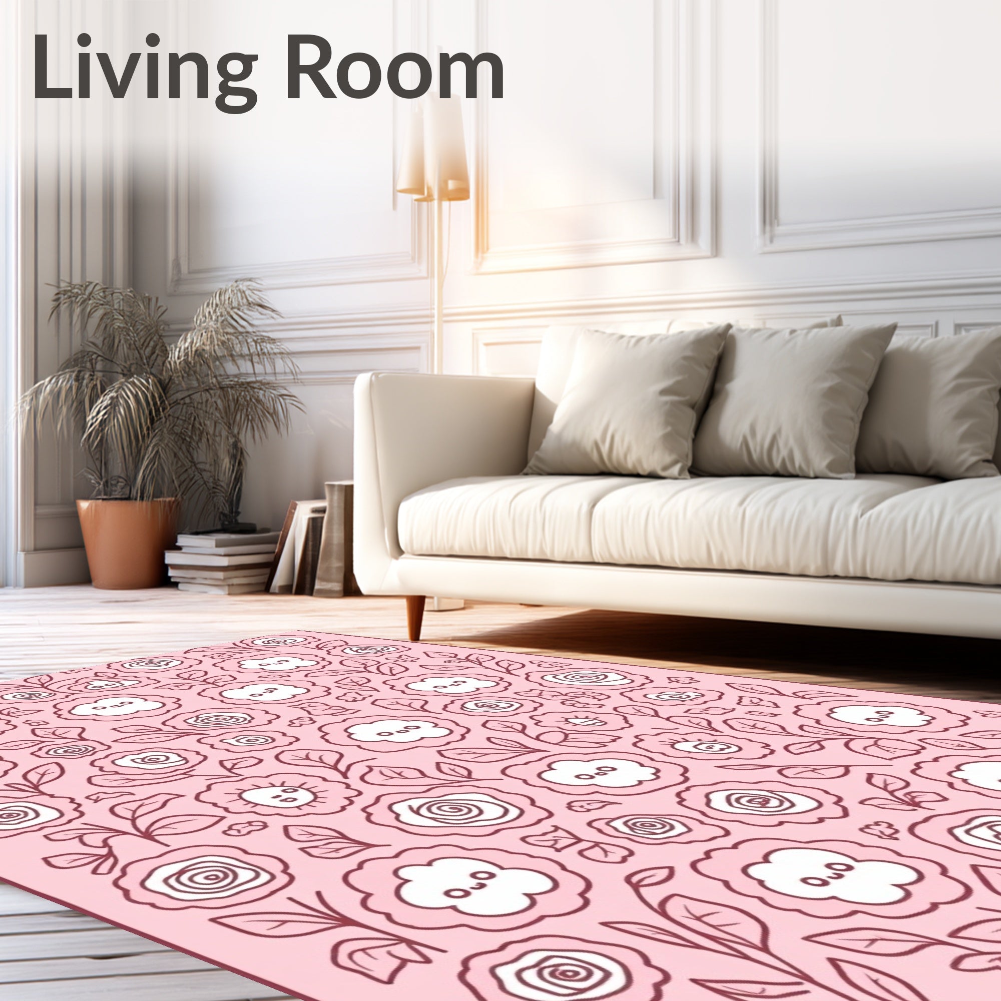 Cute Kawaii Floral Pattern Design Rug