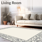 Elegant Ornate Scrollwork Frame Design Rug