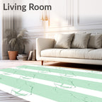 Mint Striped Floral Line Art Rug